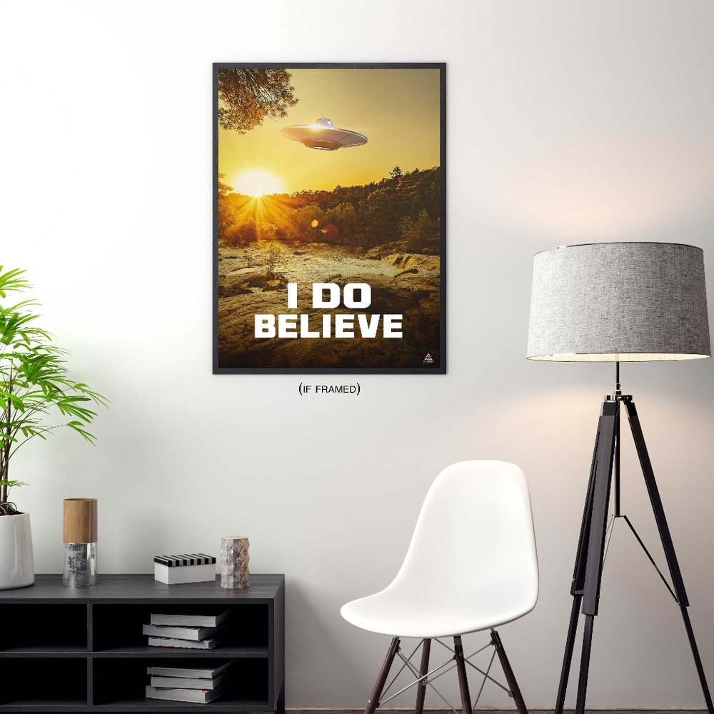 I Do Believe Poster UFO Alien Wall Art (18x24)